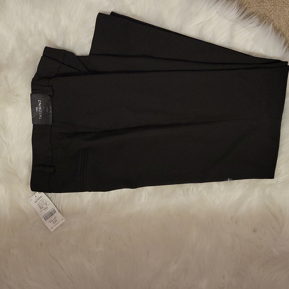 Next Tailoring UK black dress stretch pants textured fabric belt loops 6 R New…